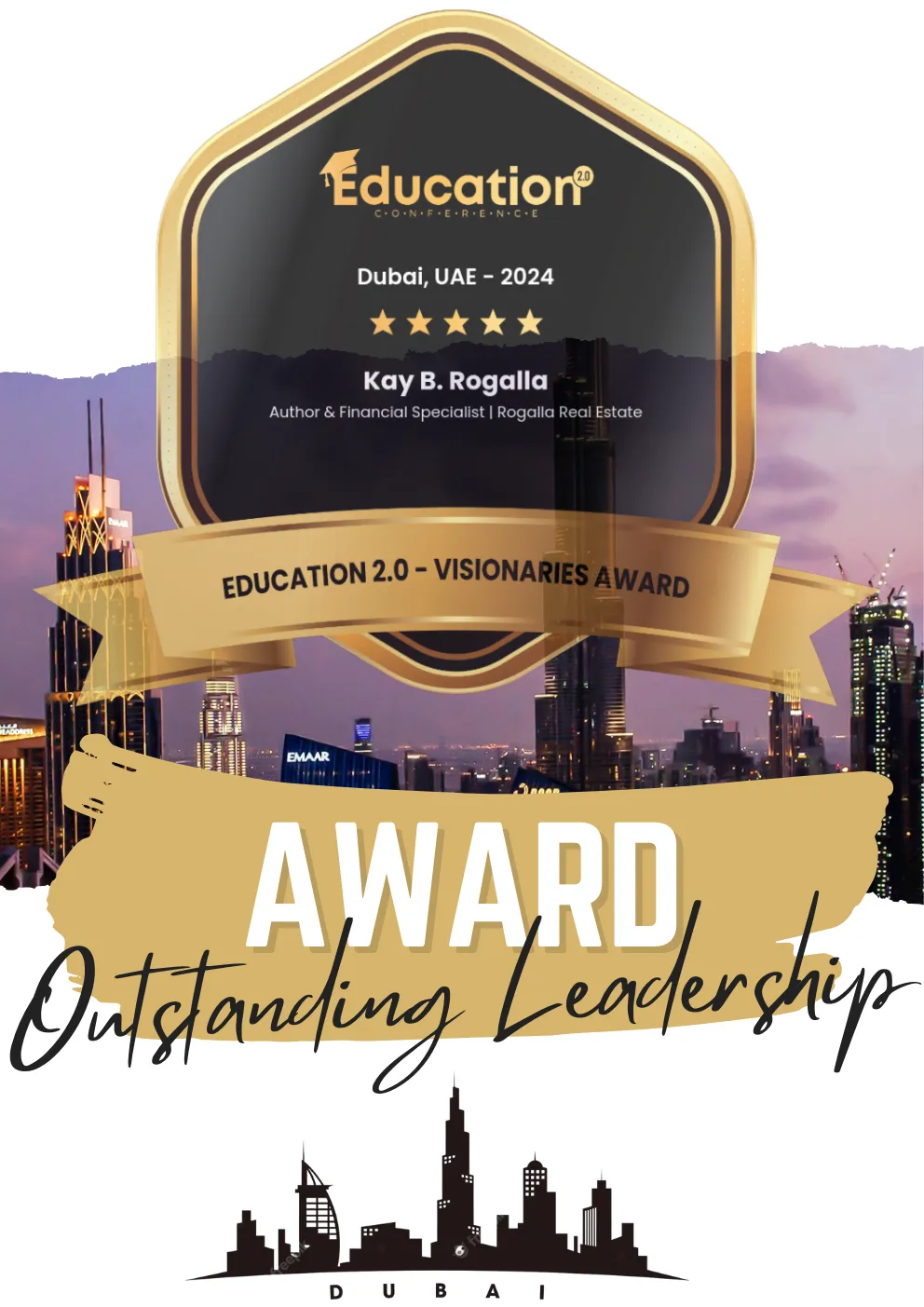 dubai_outstanding-leadership-award_2024 Speaker & Coach – Kay B. Rogalla